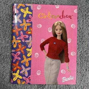 Vintage 1990s Barbie 3 Ring Folder For Binder 2 Pocket Folders Art Doll Graphic